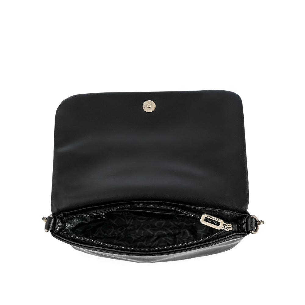 Cartera bandolera con tapa huber pequeña negro
