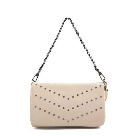 Cartera bandolera con tapa mediana huber beige