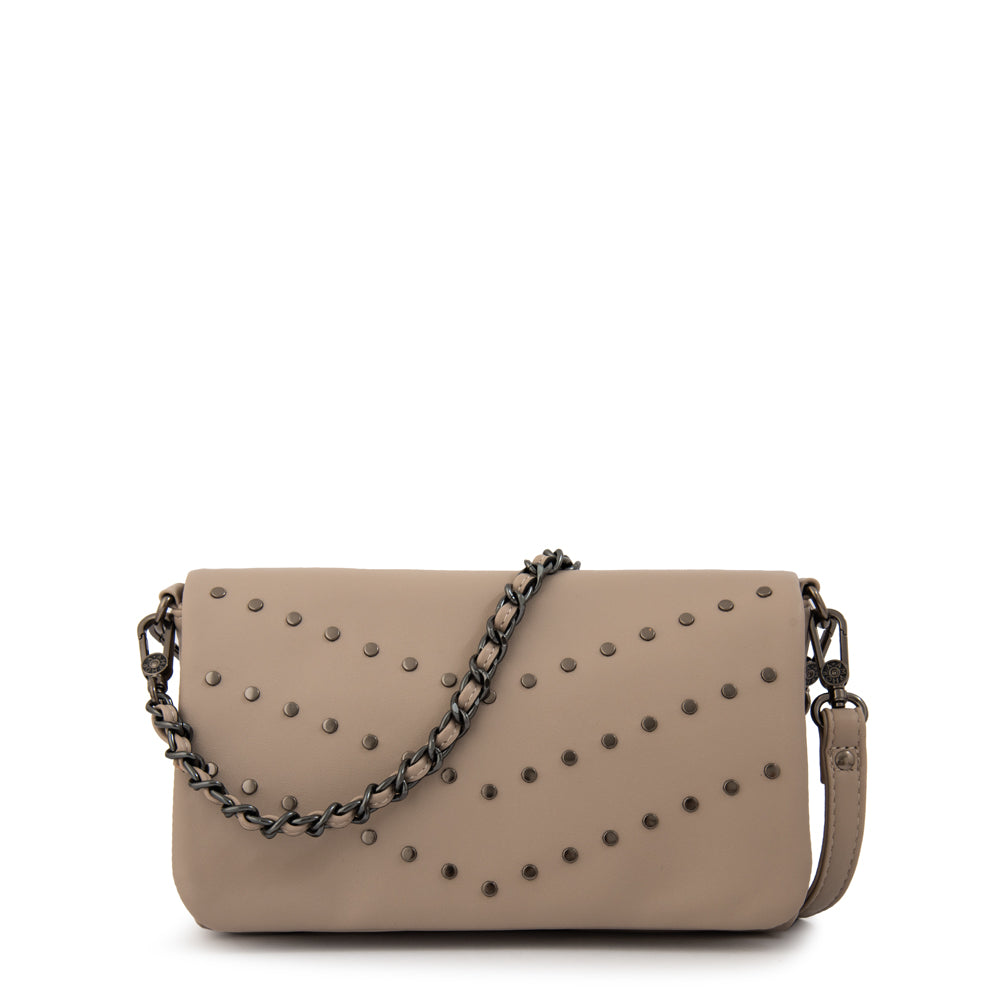 Cartera bandolera con tapa huber mediana taupe