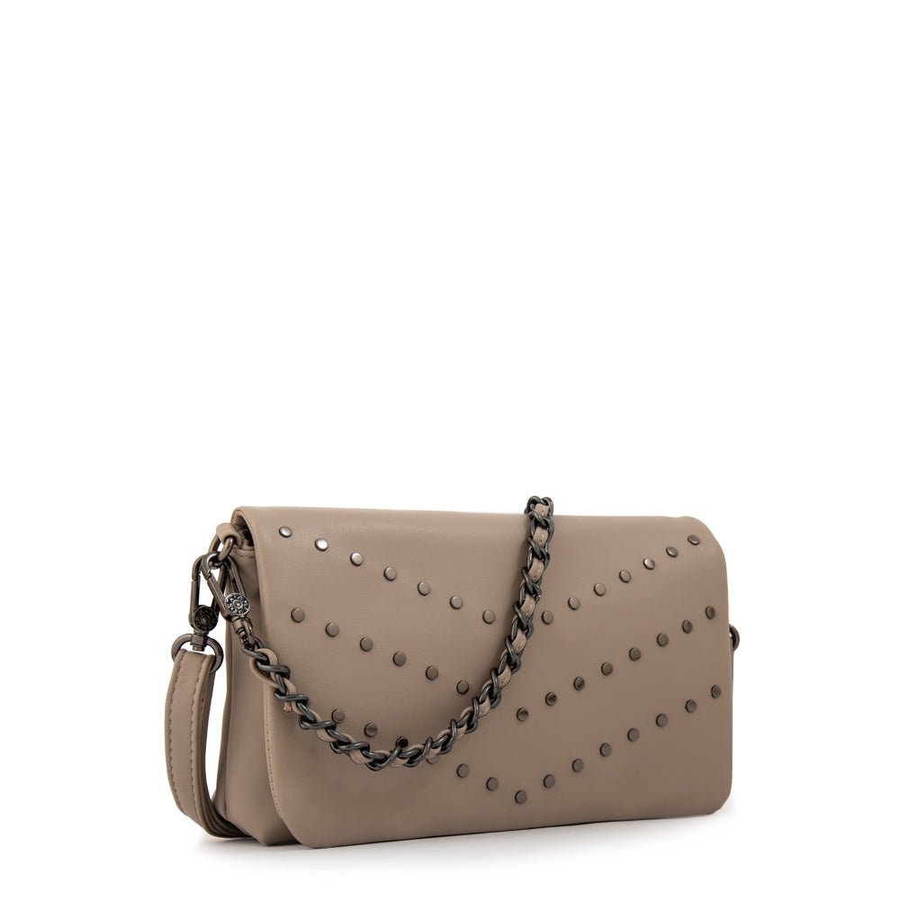 Cartera bandolera con tapa huber mediana taupe