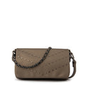 Cartera bandolera con tapa huber mediana plateado oscuro