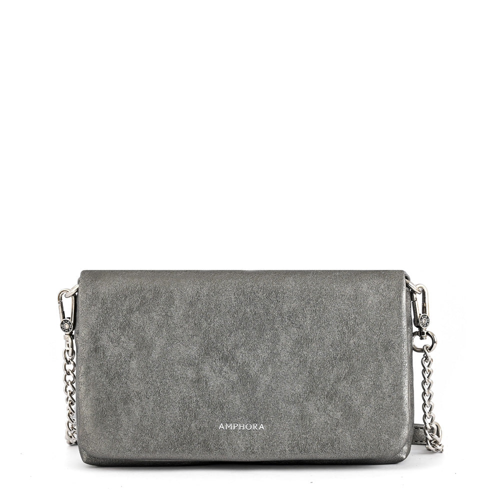 Cartera bandolera henry pequeña plateado oscuro