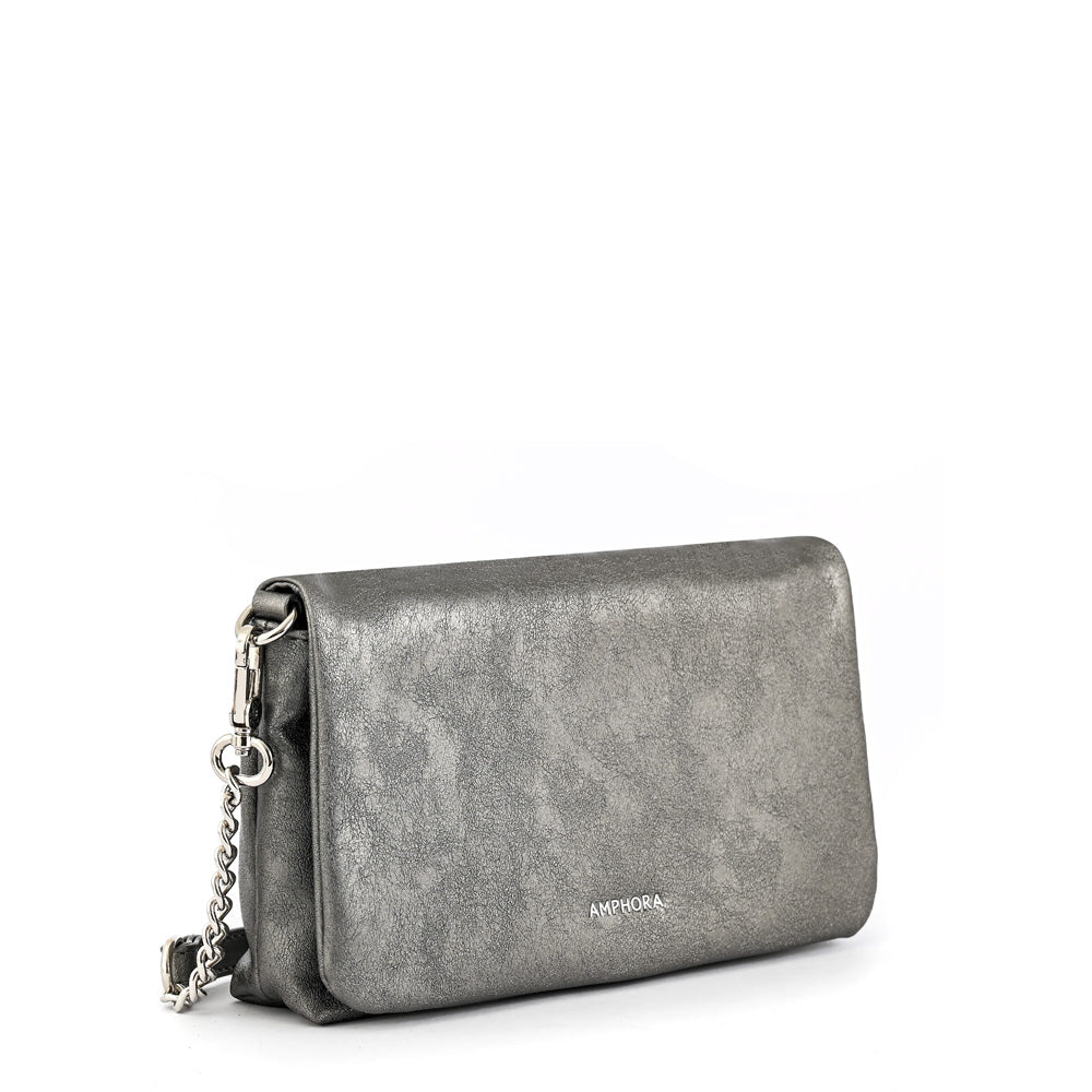 Cartera bandolera henry pequeña plateado oscuro