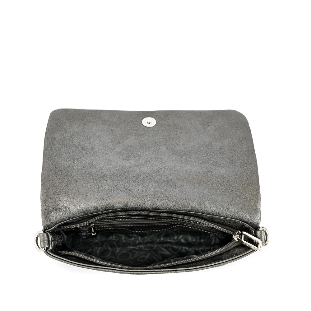Cartera bandolera henry pequeña plateado oscuro