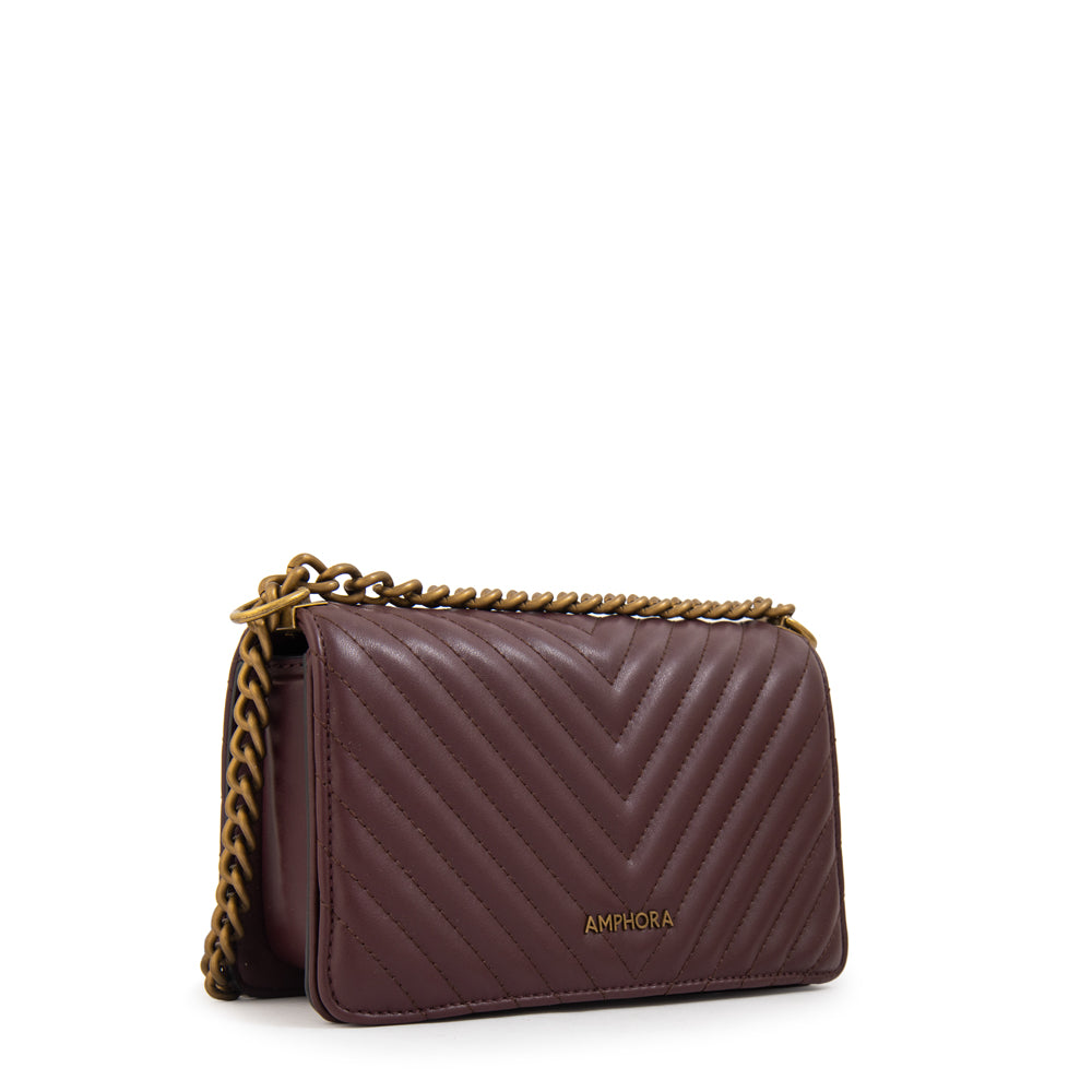 Cartera bandolera con tapa muller mediana burdeo
