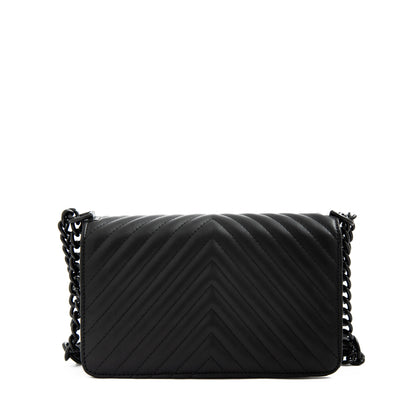 Cartera bandolera con tapa mediana muller negro texturizado