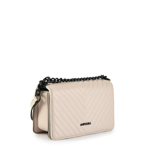 Cartera bandolera con tapa muller mediana blanco crudo