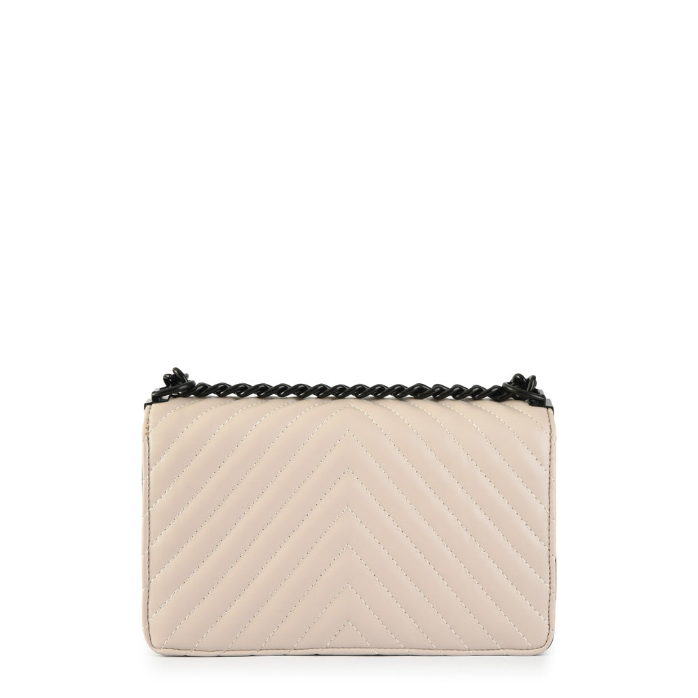 Cartera bandolera con tapa muller mediana blanco crudo