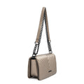 Cartera bandolera con tapa muller mediana plateado oscuro