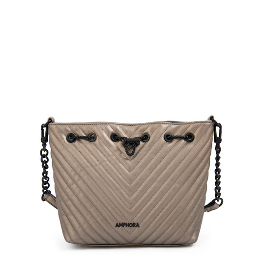 Cartera bandolera mediana muller plateado oscuro