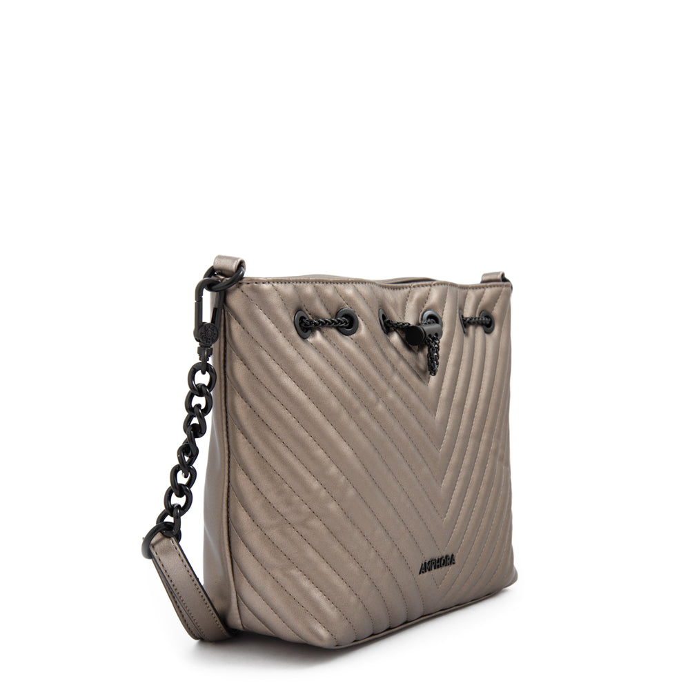 Cartera bandolera muller mediana plateado oscuro