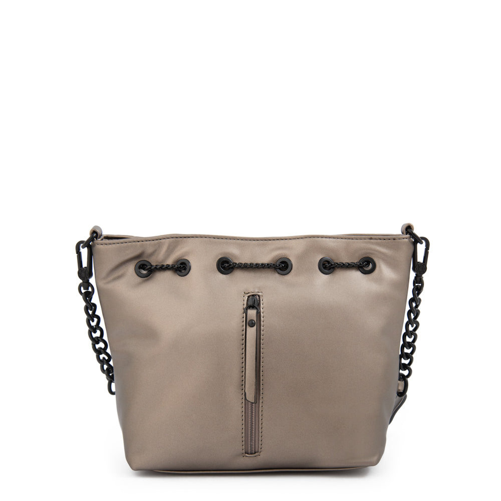 Cartera bandolera muller mediana plateado oscuro
