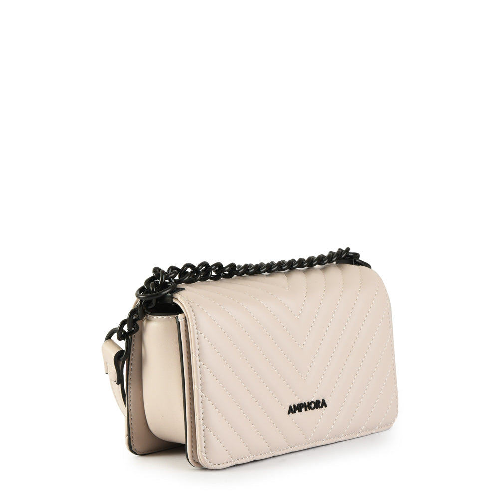 Cartera bandolera con tapa muller pequeña blanco crudo