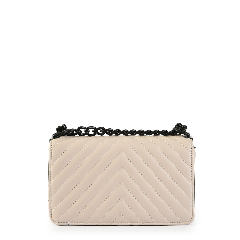 Cartera bandolera con tapa muller pequeña blanco crudo