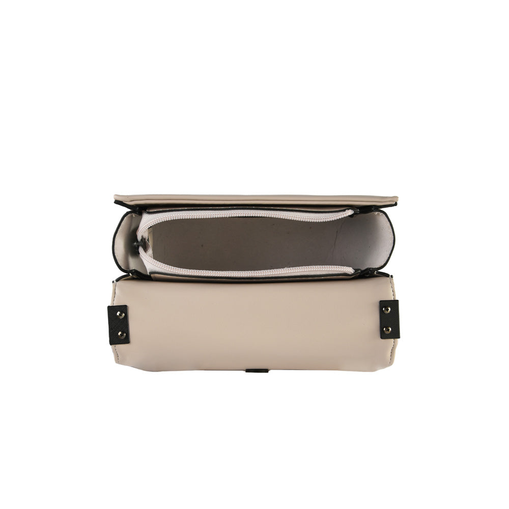 Cartera bandolera con tapa muller pequeña blanco crudo