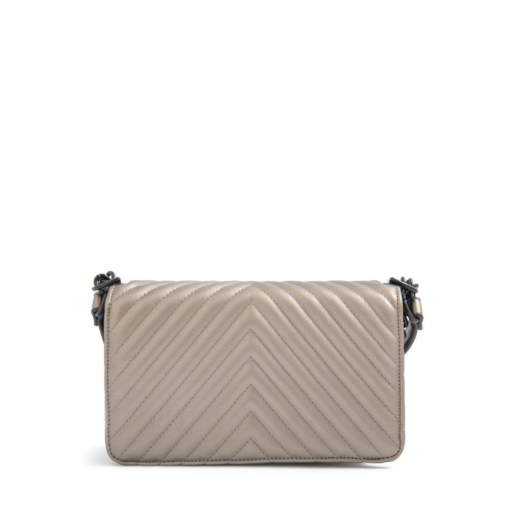 Cartera bandolera con tapa muller pequeña plateado oscuro
