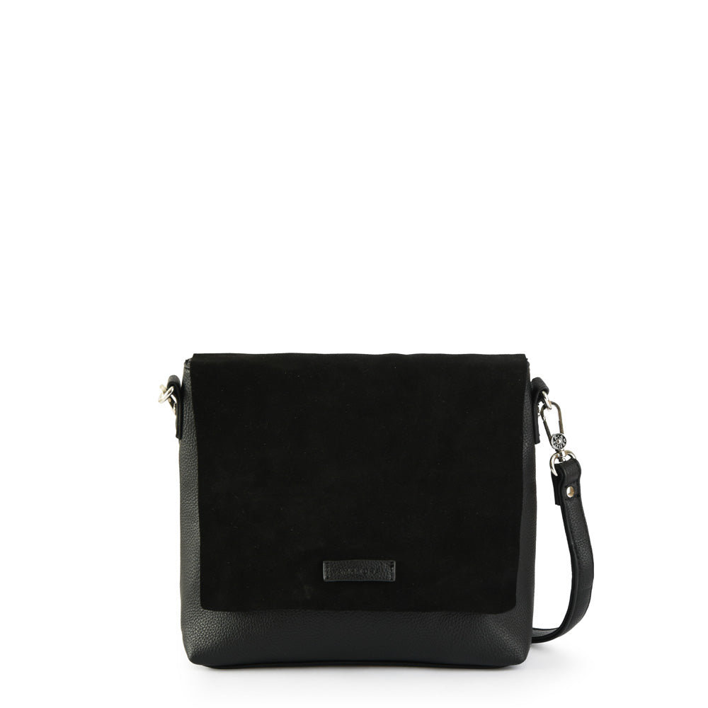 Cartera bandolera con tapa ankara mediana negro