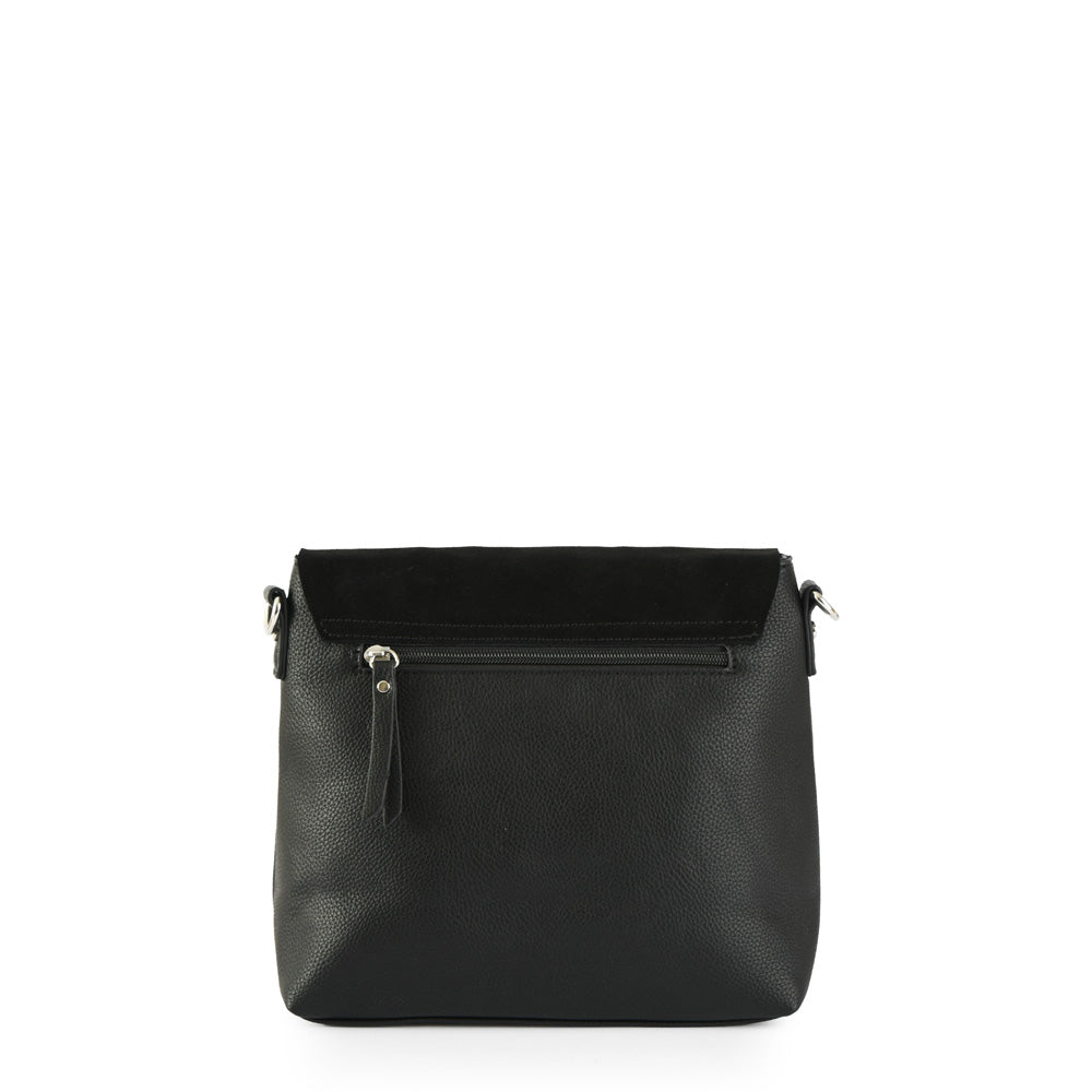 Cartera bandolera con tapa ankara mediana negro