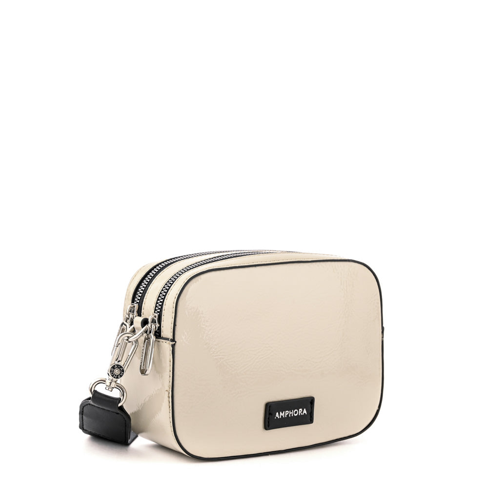 Cartera bandolera marguerite mediana blanco crudo