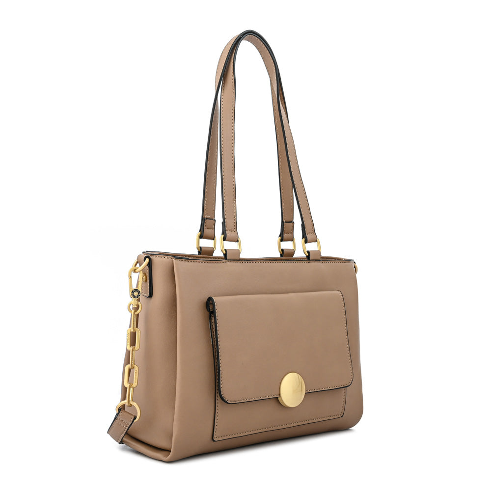 Cartera dos asas mediana amara beige