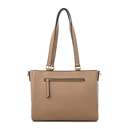 Cartera dos asas mediana amara beige