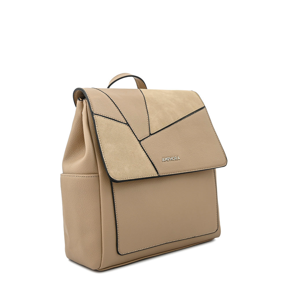 Mochila con tapa mediana amira beige