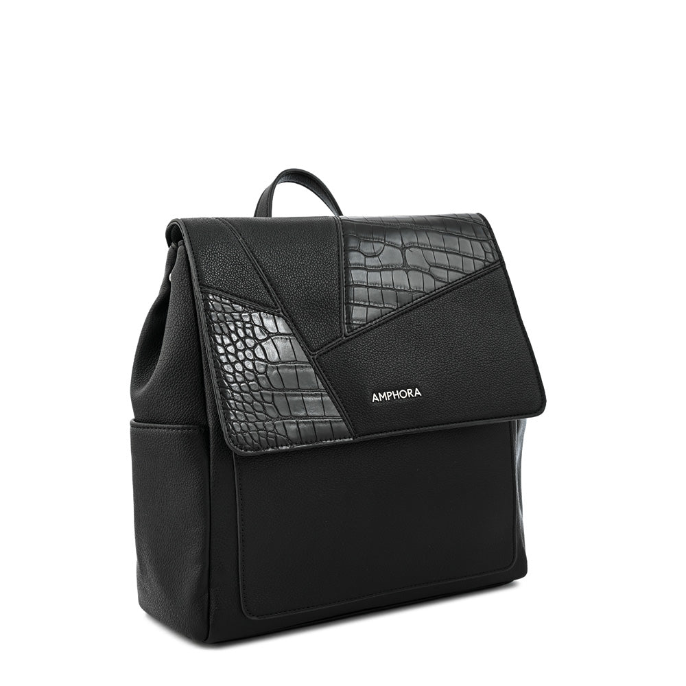 Mochila con tapa amira mediana negro especial