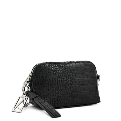 Cartera bandolera mediana ingrid negro texturizado