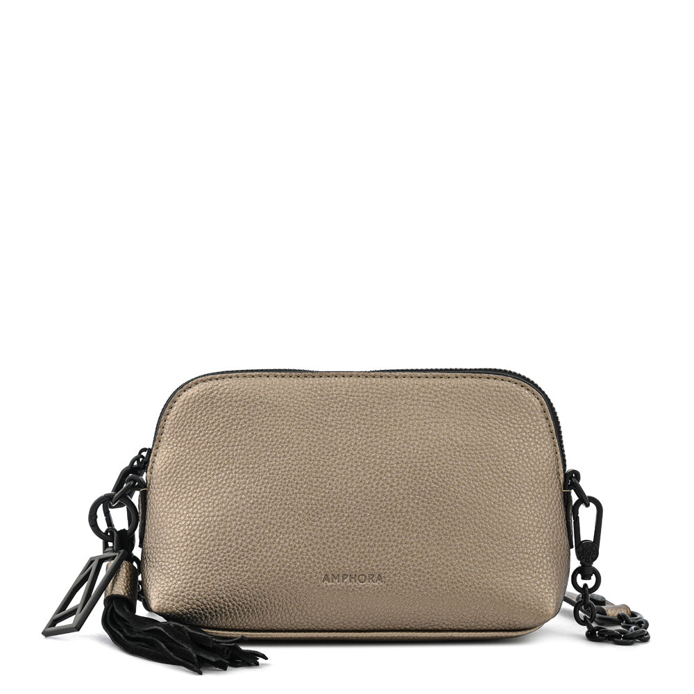 Cartera bandolera ingrid mediana dorado medio