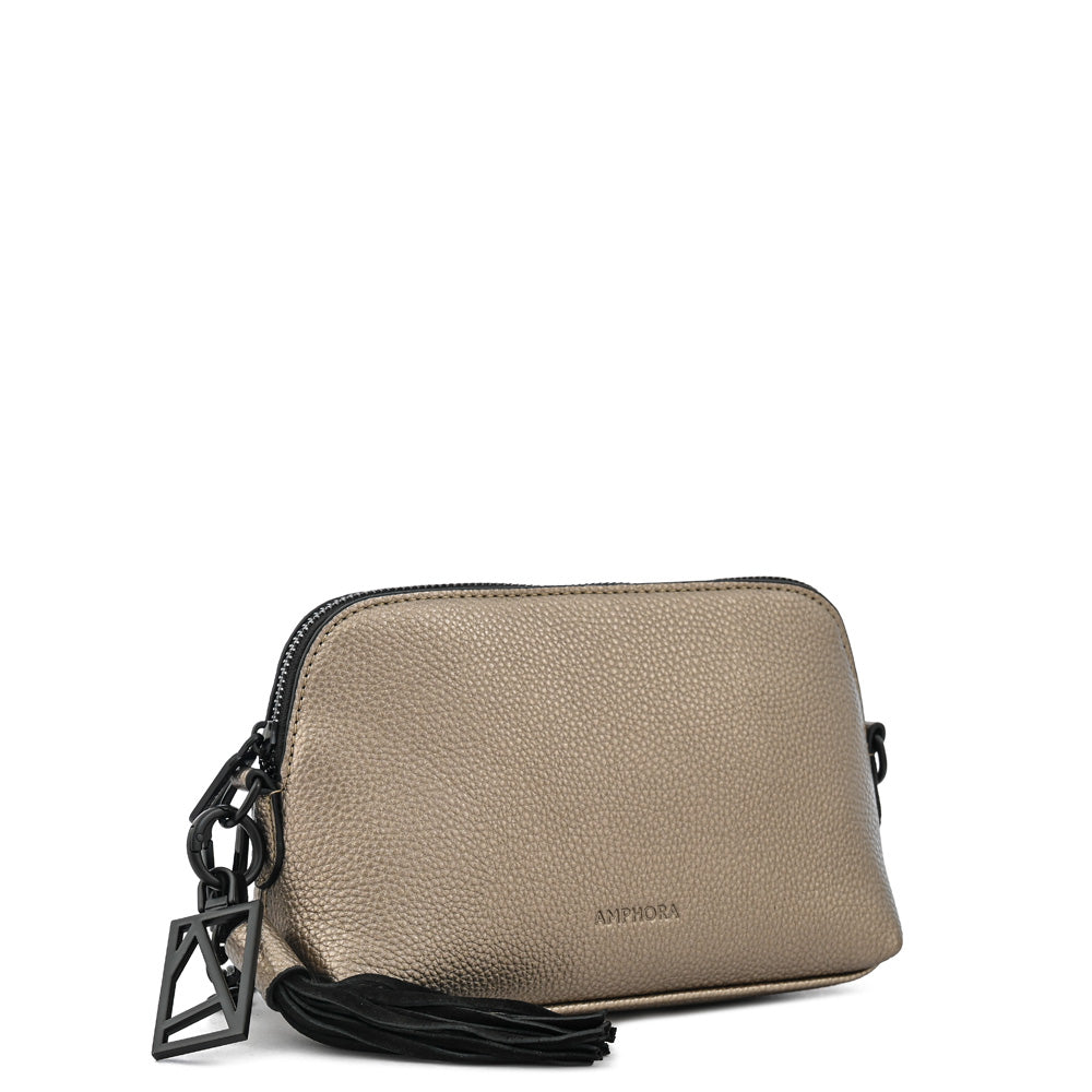 Cartera bandolera ingrid mediana dorado medio