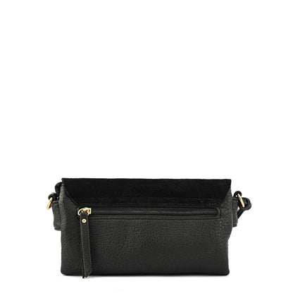 Cartera bandolera con tapa pequeña siena negro