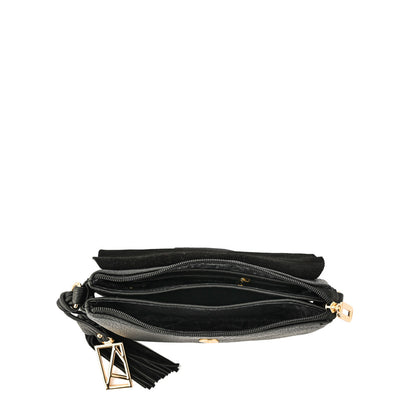 Cartera bandolera con tapa pequeña siena negro