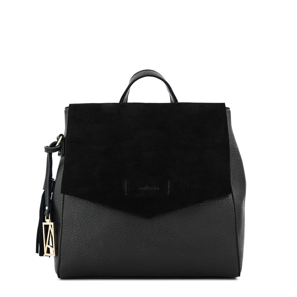 Mochila con tapa siena mediana negro