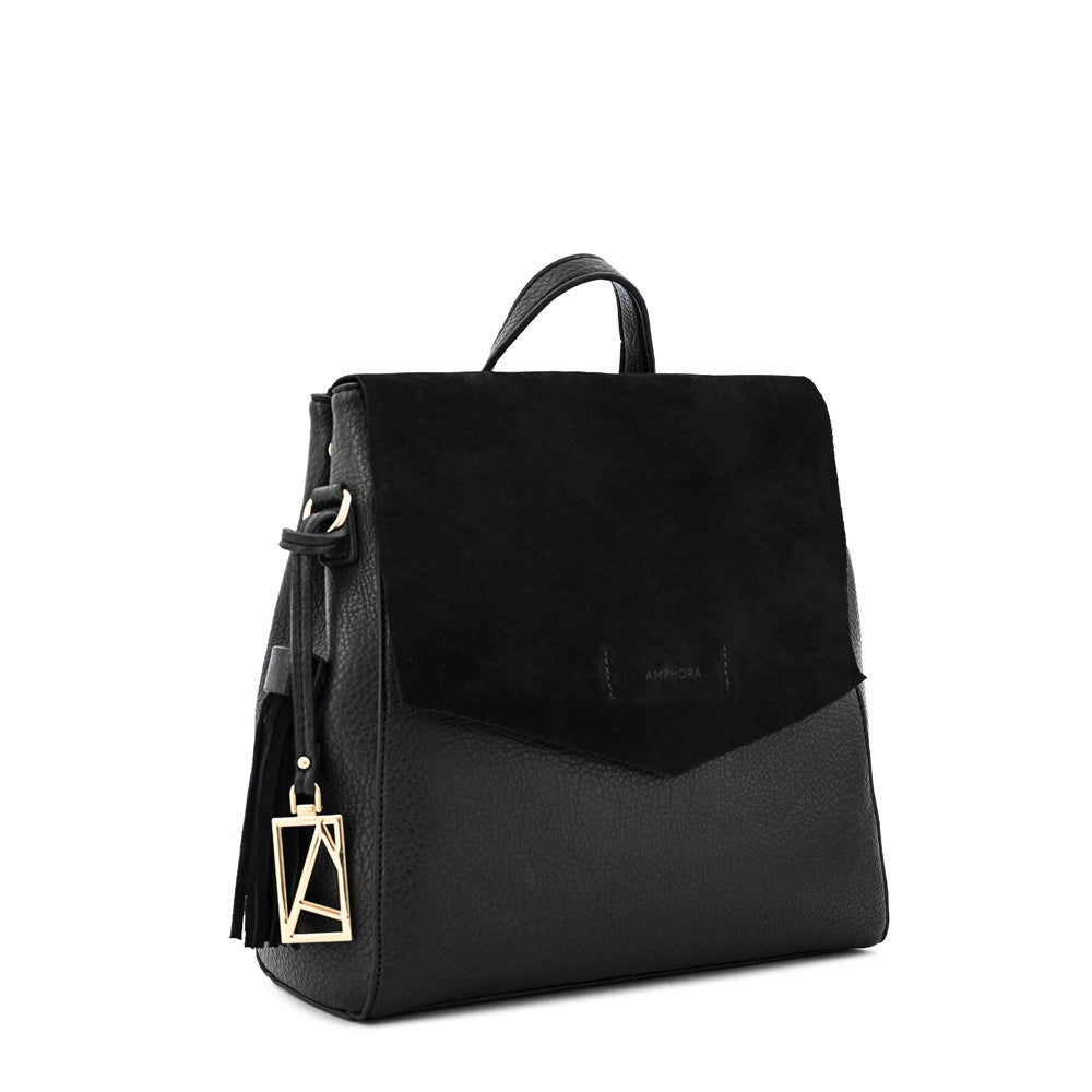 Mochila con tapa siena mediana negro