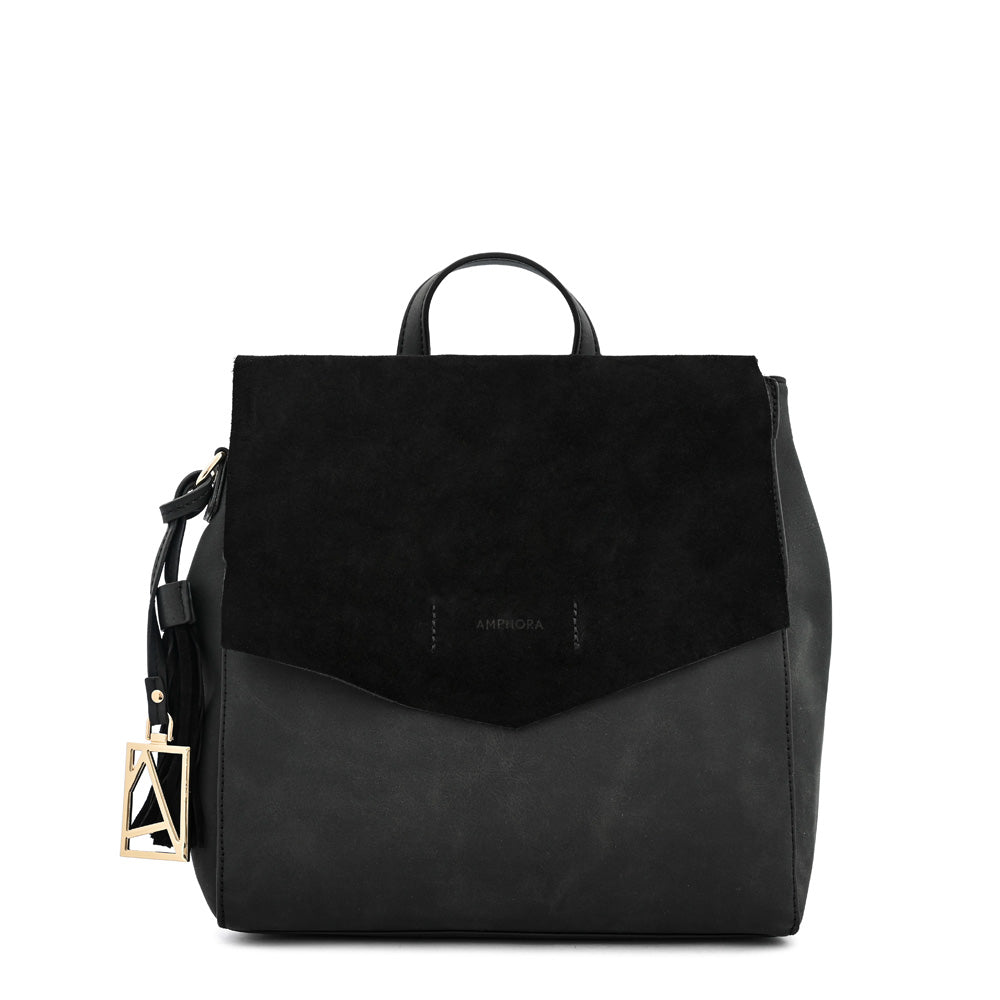 Mochila con tapa siena mediana negro especial