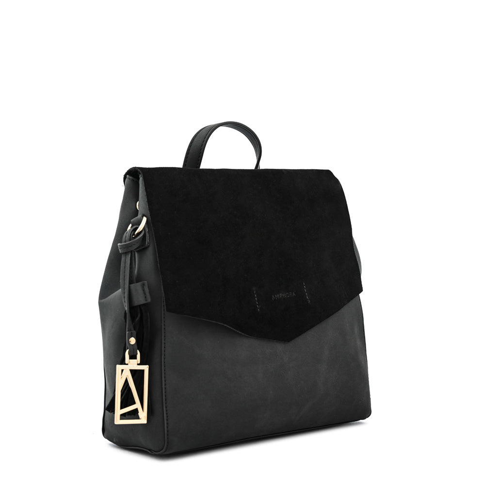 Mochila con tapa siena mediana negro especial