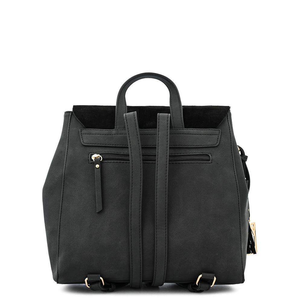 Mochila con tapa siena mediana negro especial