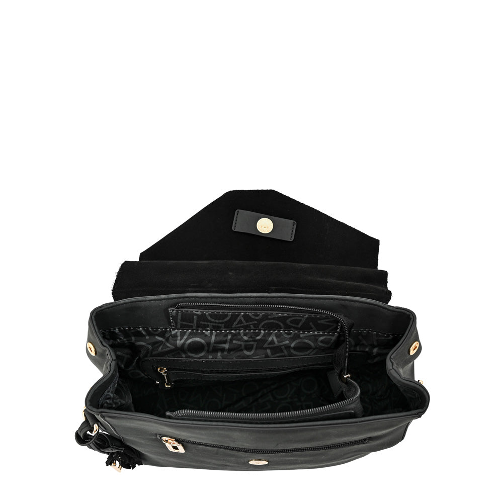 Mochila con tapa siena mediana negro especial