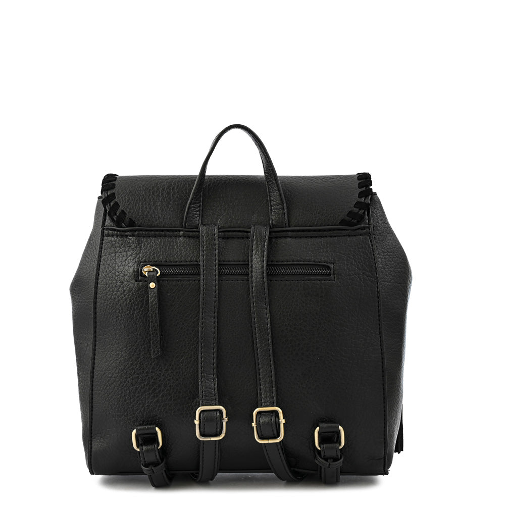 Mochila con tapa evelyn mediana negro
