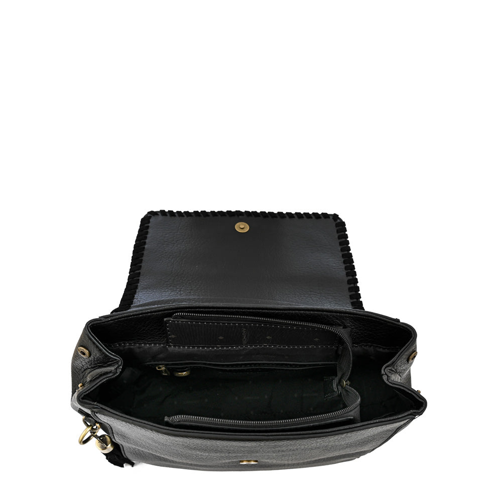 Mochila con tapa evelyn mediana negro