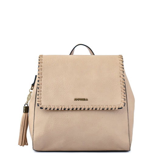 Mochila con tapa mediana evelyn beige