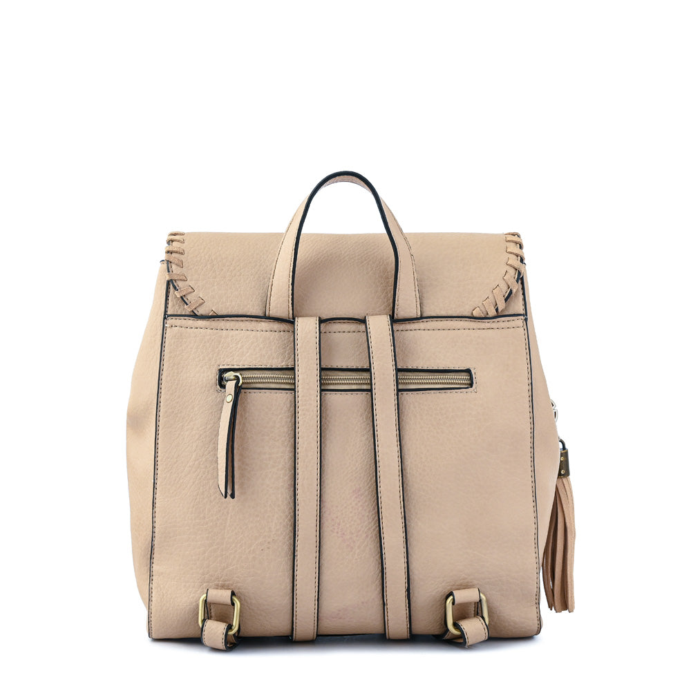 Mochila con tapa evelyn mediana beige