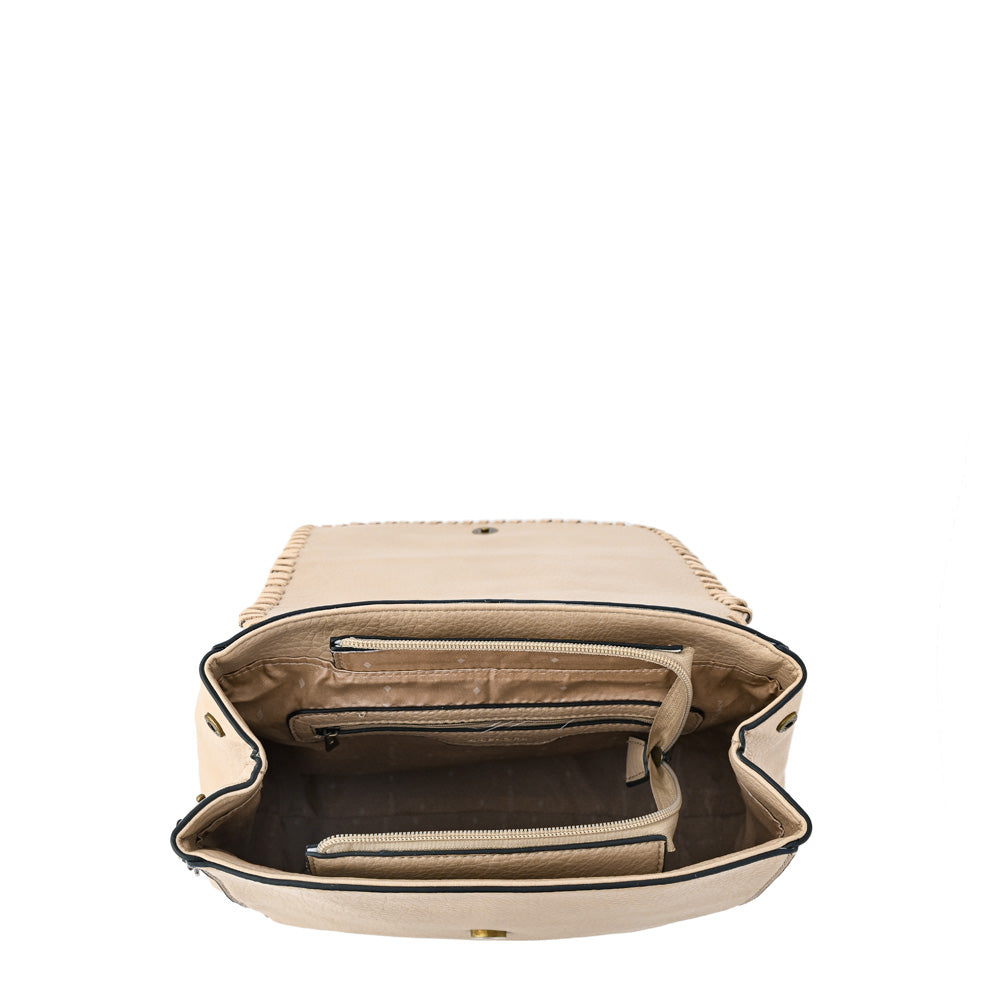 Mochila con tapa evelyn mediana beige