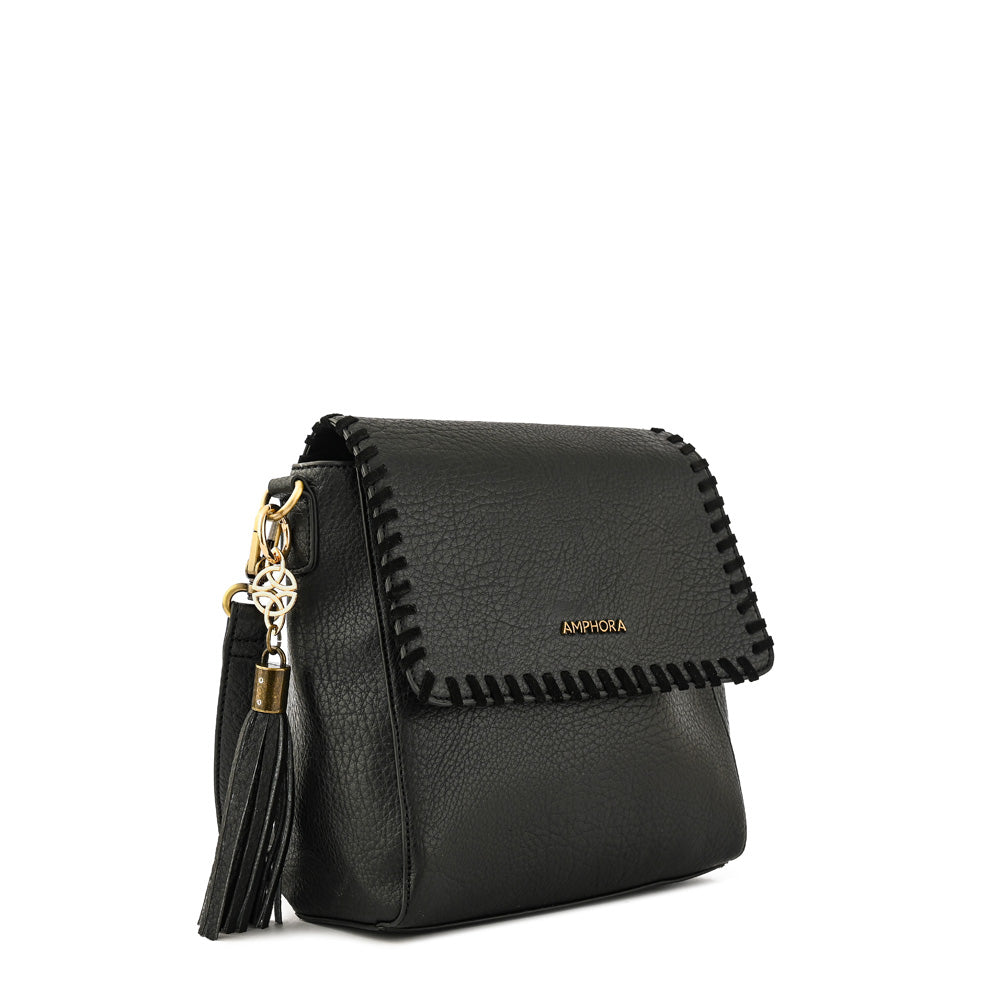 Cartera bandolera con tapa pequeña evelyn negro