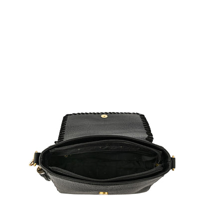 Cartera bandolera con tapa pequeña evelyn negro