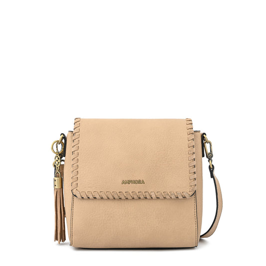 Cartera bandolera con tapa pequeña evelyn beige