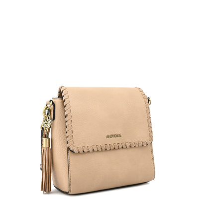 Cartera bandolera con tapa pequeña evelyn beige