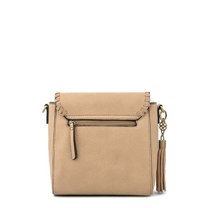 Cartera bandolera con tapa pequeña evelyn beige