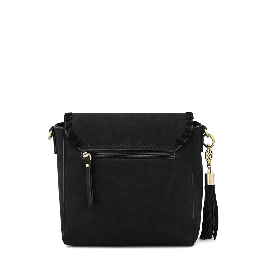 Cartera bandolera con tapa pequeña evelyn negro texturizado