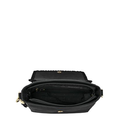 Cartera bandolera con tapa pequeña evelyn negro texturizado